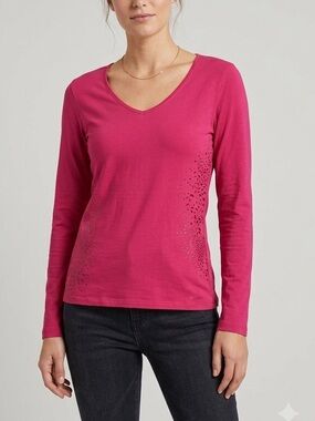 Icebreaker Sz S Pink Merino Wool Base Layer Printed Long Sleeves Shirt